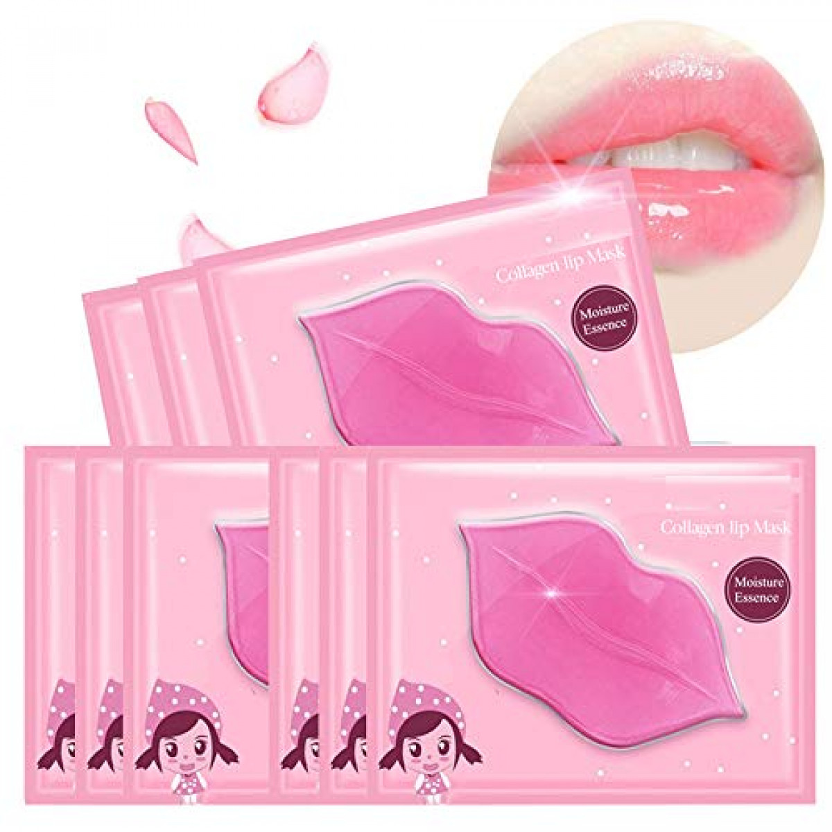 Lip Mask, 30 Pieces Collagen Crystal Pink Lip Care Gel