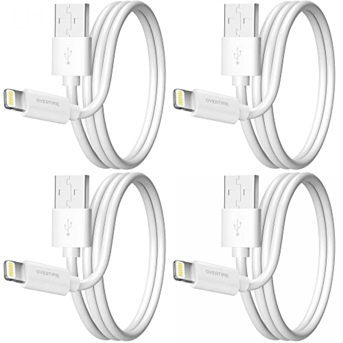 iPhone Charger Cable 4 Foot (4-Pack), Overtime Apple
