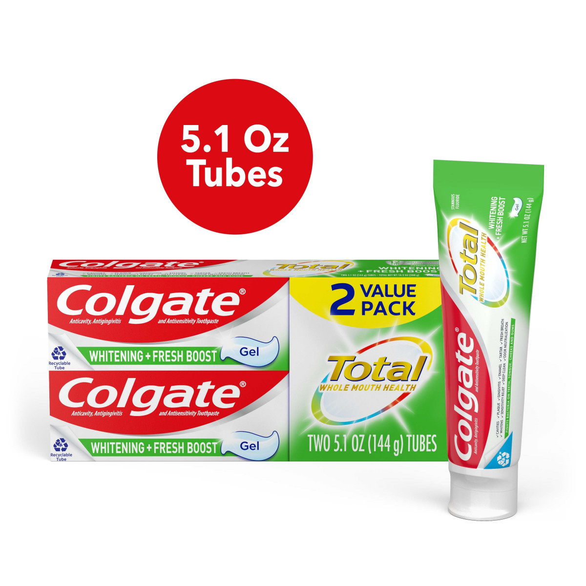 Colgate Total Whitening Fresh Boost Toothpaste Mint 