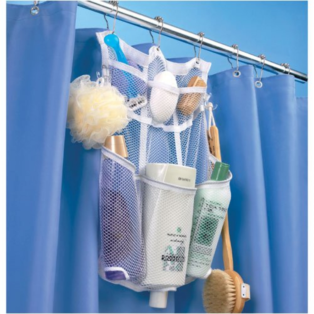 Talus Hanging Mesh Shower Organizer with Dispenser Pockets