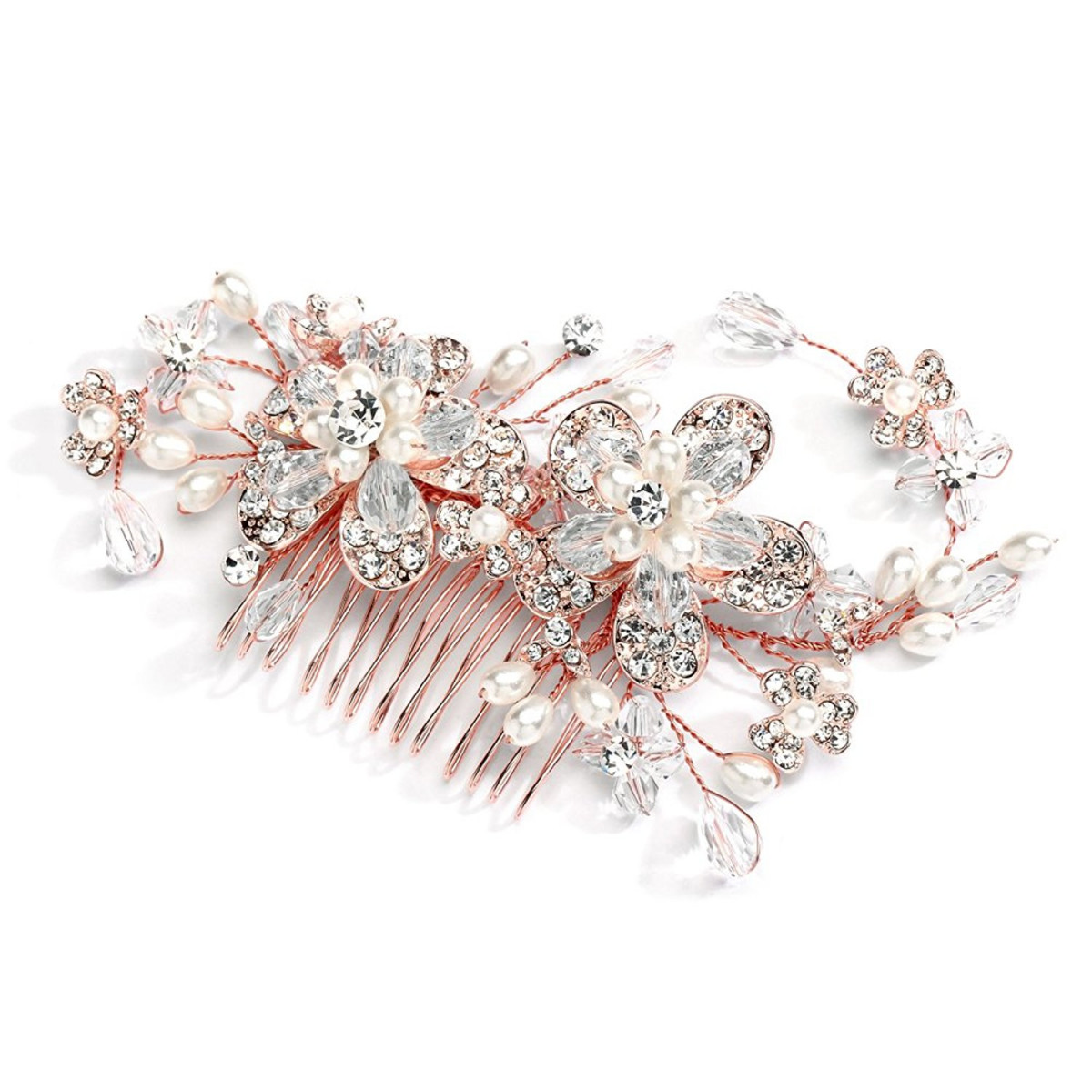 Mariell Vintage Wedding Rose Gold Hair Comb for Brides