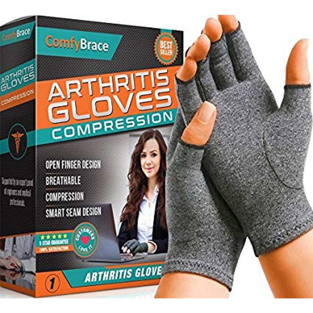 ComfyBrace Arthritis Hand Compression Gloves Comfy Fit