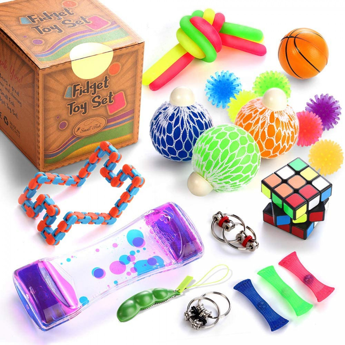 Caitzr Sensory Fidget Toys Set, 35Pcs Anti-Anxiety Toys Kit Stress Reliever  for Adults Children