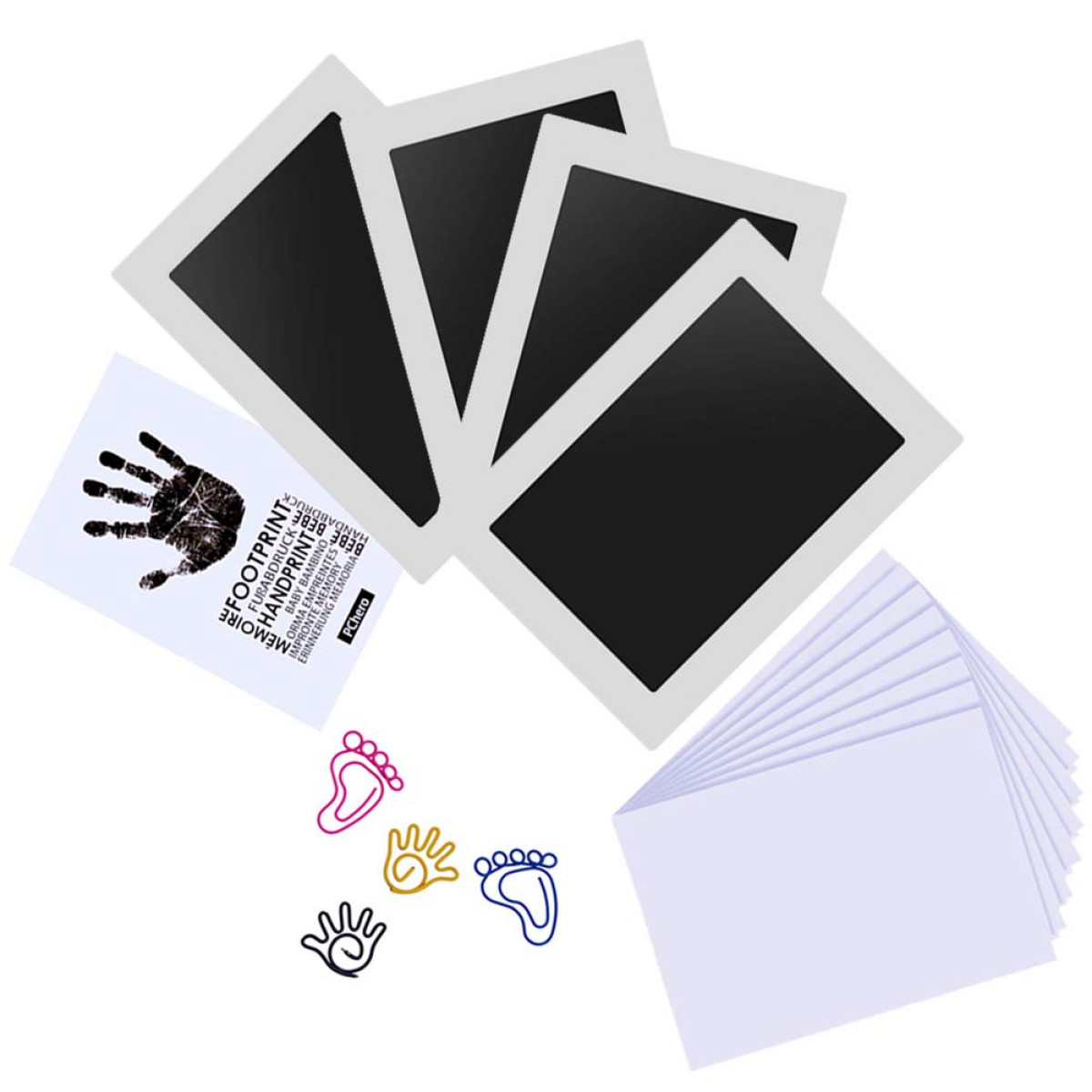 Large Size Baby Inkless Handprint and Footprint Kit with 4 Ink Pads and 8  Imprint Cards by PChero, Ideal for Family Keepsake Newborn Registry Baby
