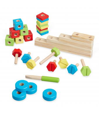 Melissa & Doug Twist & Turn Wooden Tools Construction Play Set (44 Pieces)