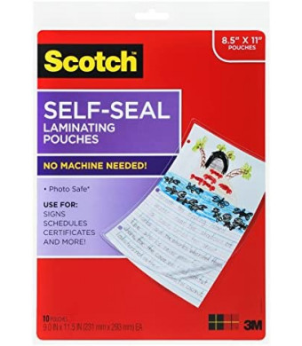 Scotch® Self-Sealing Laminating Pouches LS854-10G, Gloss Finish, Letter Size (Pack of 10)