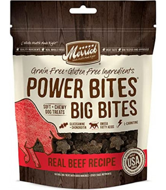 Merrick Power Bites Dog Treats Big Bites, Beef and Sweet Potato Recipe - 6 oz Bag