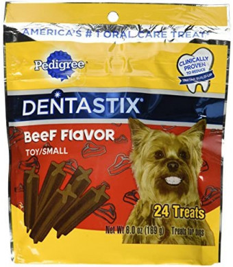 Pedigree Dentastix Beef Flavor Toy/Small Treats For Dogs - 6 Oz. 24 Treats