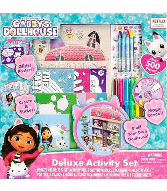 Gabby's Dollhouse Deluxe Activity Set - Creativity with Stickers, Coloring, and More, Feat. Gabby Cat and Friends, Playset Packed with Gabby's Dollhouse Accessories, for Kids Ages 3+