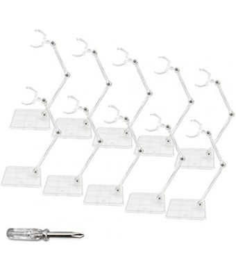 POMER Action Figure Stand,10 Pcs Clear Assembly Action Holder Base Display Model Support Stand Compatible with HG/RG Gundam 1/144 Toy with Screwdriver