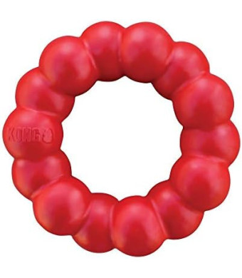 KONG Ring - Natural Rubber Ring Toy for Healthy Chewing Habits - Chew Toy Supports Dog Dental Health - Dog Toy Supports Instincts During Playtime - for Small/Medium Dogs