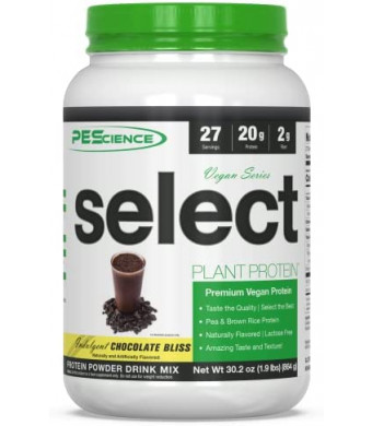 PEScience Select Vegan Plant Based Protein Powder, Chocolate, 27 Serving, Pea and Brown Rice Blend