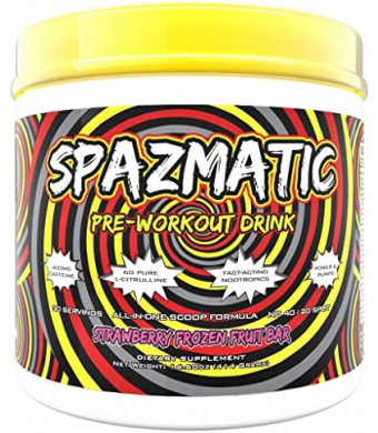 Spazmatic Pre-Workout Powder - 400mgs Caffeine - 6 Grams Pure Citrulline for Muscle Pumps- Fast Acting Focus - 30 Full Servings - All-In-1-Scoop Formula