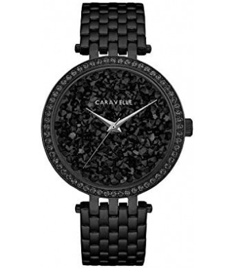 Caravelle Modern Quartz Ladies Watch, Stainless Steel Crystal , Black (Model: 45L171)