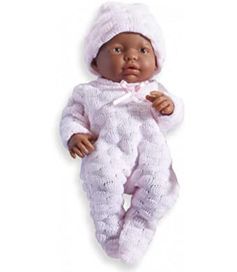 JC Toys Mini La Newborn African American | Anatomically Correct Real Girl Baby Doll | 9.5" All-Vinyl | Includes Pink Outfit, Hat and Pacifier | Designed by Berenguer | Ages 2+