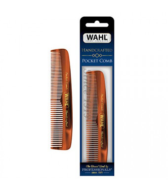 Wahl Beard, Moustache, & Hair Pocket Comb for Men's Grooming - Handcrafted & Hand Cut with Cellulose Acetate - Smooth, Rounded Tapered Teeth - Model 3324