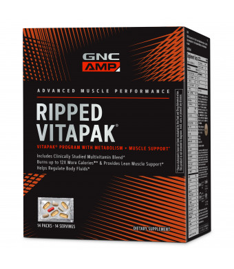 GNC AMP™ Ripped Vitapak® Program, 14 Daily Vitapaks, Multivitamin Plus Energy & Calorie Burning Support