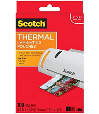 Scotch Thermal Laminating Pouches, 5 Mil Thick for Extra Protection, 4.3 Inches x 6.3 Inches, 100 Pouches (TP5900-100)