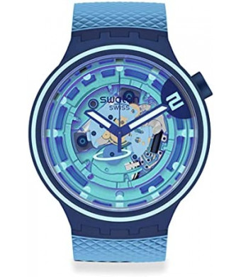 Swatch Big Bold Standard Quartz Silicone Strap, Blue, 20 Casual Watch (Model: SB01N101)