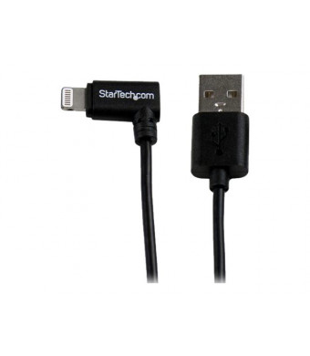 StarTech Angled Apple 8-Pin Lightning Connector to USB Cable for iPhone/iPod/iPad, 2m, Black