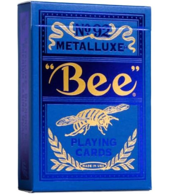 Bee MetalLuxe Playing Cards - Blue Foil Diamond Back, Standard Index