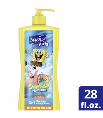 Suave SpongeBob SquarePants Scalp Care Kids 2-in-1 Shampoo & Body Wash with Fresh Jellyfish Blast & Peaches, 28 fl oz