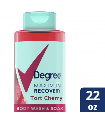 Degree Maximum Recovery Body Wash & Soak Post-Workout Recovery Skincare Routine Tart Cherry + Epsom Salt + Electrolytes Bath and Body Product 22 oz