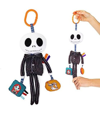 KIDS PREFERRED Disney Baby Nightmare Before Christmas Jack Skellington On The Go Activity Toy with Teether, On The Go Clip, Bell Chime, and Pull Through Arms