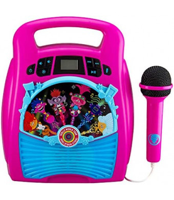 eKids New Trolls World Tour 2 Bluetooth MP3 Karaoke Machine Player Portable with Light Show Store Hours of Music with Built in Memory Sing Along Using The Real Working Microphone USB Port