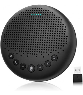 Bluetooth Speakerphone – EMEET Luna Conference Speaker, w/Enhanced Noise Reduction Algorithm, Daisy Chain, w/Dongle USB Speakerphone for Home Office, 360° Voice Pickup for 8 People Black