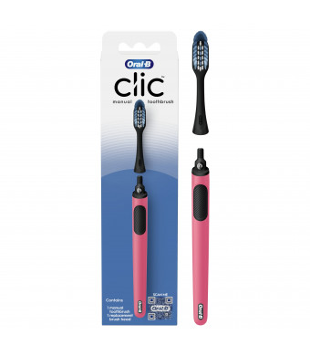 Oral-B Clic Manual Toothbrush with Soft Replaceable Brush Head, Coral