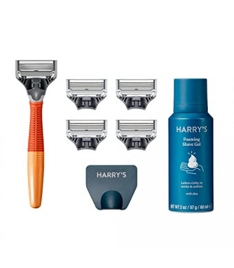 Harry's Razors for Men - Men's Razor Set with 5 Razor Blade Refills, Travel Blade Cover, 2 oz Shave Gel (Ember)