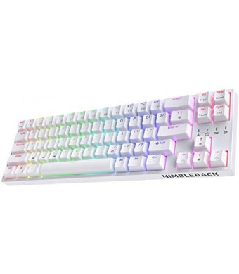 LTC NB681 Nimbleback Wired 65% Mechanical Keyboard, RGB Backlit Ultra-Compact 68 Keys Gaming Keyboard with Hot-Swappable Switch and Stand-Alone Arrow/Control Keys (Hot Swappable Red Switch, White)