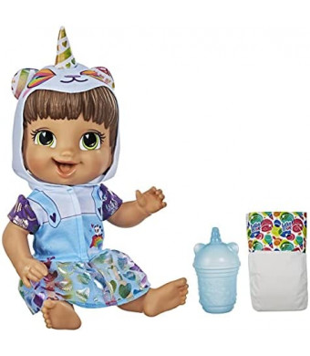 Baby Alive Tinycorns Doll, Panda Unicorn, Accessories, Drinks, Wets, Brown Hair Toy for Kids Ages 3 Years and Up