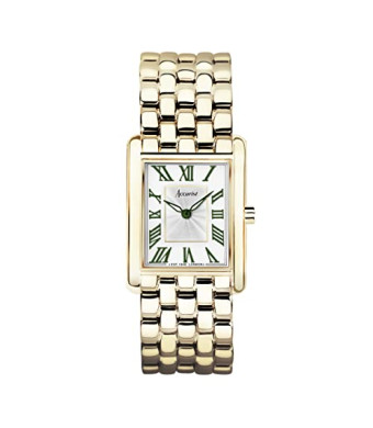 Accurist Ladies Rectangle 26mm Quartz Watch in White with Analogue Display, and Stainless Steel Bracelet 71008