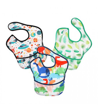 PandaEar 3 Pack Super Light Weight Baby Bib, Waterproof, Washable, Stain Oil and Odor Resistant 12-48 Months (Boy)