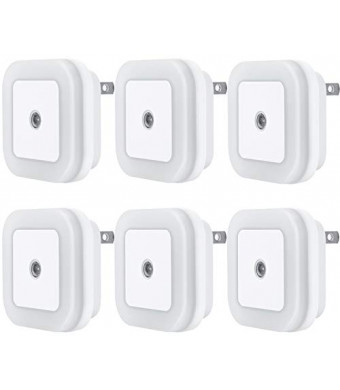 Uigos LED Night Light Lamp with Smart Sensor Dusk to Dawn Sensor, Daylight White, 0.5W Plug-in, 6-Pack