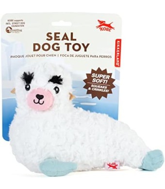 Kikkerland Kobe Seal Plush Squeaker Stuffed Animal Squeaky Dog Toy, for Small & Medium Dogs