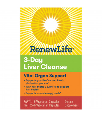 Renew Life 3-Day Liver Cleanse Vital Organ Support, 2-Part Program, 12 Capsules