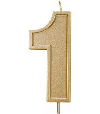 LUTER 3.94 Inches Oversized Birthday Candles Gold Glitter Birthday Cake Candles Number Candles Cake Topper Decoration for Wedding Party Kids Adults, Number 1