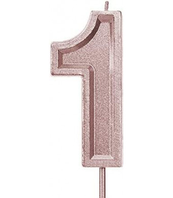 LUTER 2.76 Inches Large Rose Gold Glitter Birthday Candles Birthday Cake Candles Number Candles Cake Topper Decoration for Wedding Party Kids Adults, Number 1