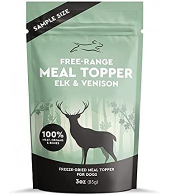 EBPP Free Range Dog Food Topper - Freeze Dried Raw Dog Food - Elk & Venison Dog Food Additives - Made in The USA