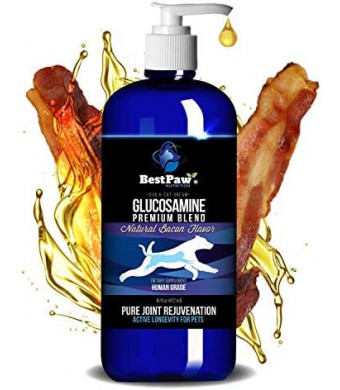 Best Paw Nutrition - Bacon Flavor Liquid Glucosamine for Dogs & Cats - Chondroitin, MSM, Hyaluronic Acid - Dog Arthritis Home Remedy - Joint Supplement for Hip & Joint Pain Relief Pets Love - 16oz