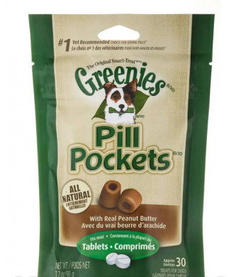 Greenies Pill Pockets Pill Pockets with Real Peanut Butter for Dogs (Tablets Size) - 30 Treats