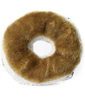 Chewish Treat 6-Inch Diameter Bagel Cream Cheese Squeaker Plush Dog Toy, Large