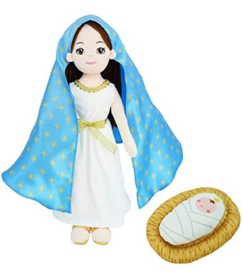 June Garden 14" Plush Religious Figure - Blessed Virgin Mary and Baby Jesus Playset