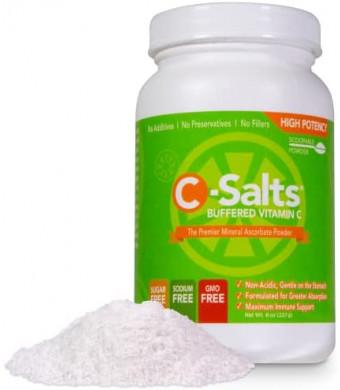 C-Salts Buffered Vitamin C Powder 4000mg - High Dose Vitamin Supplements, VIT C Energy Supplements, Bulk Supplements, Vitamin C for Sensitive Stomachs, Immunity Vitamins, Sick Care Package (8oz)