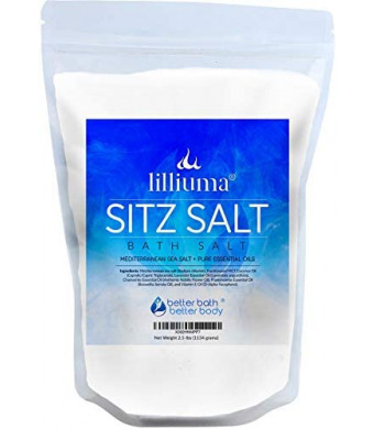 Sitz Bath Salt 40 Ounces Mediterranean Sea Salt with Lavender, Chamomile, and Frankincense Essential Oils, Natural Sitz Soak Ingredients