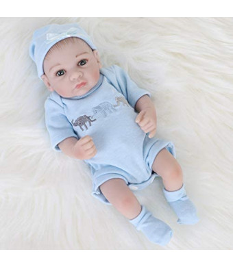 ENADOLL Reborn Baby Boy Doll Realistic Silicone Vinyl Baby 10 inch Soft Body Lifelike Doll Gift Set for Ages 3+ (10 inch, Open Eyes Blue boy)