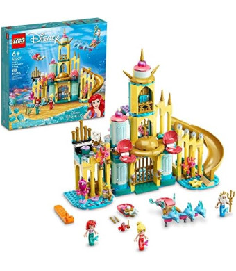 LEGO Disney Princess Ariel’s Underwater Palace Building Toy 43207 Toy Castle Building Kit, Gift Idea for Kids, Girls and Boys Aged 6+ with The Little Mermaid Mini-Doll Figure & Dolphin Figures